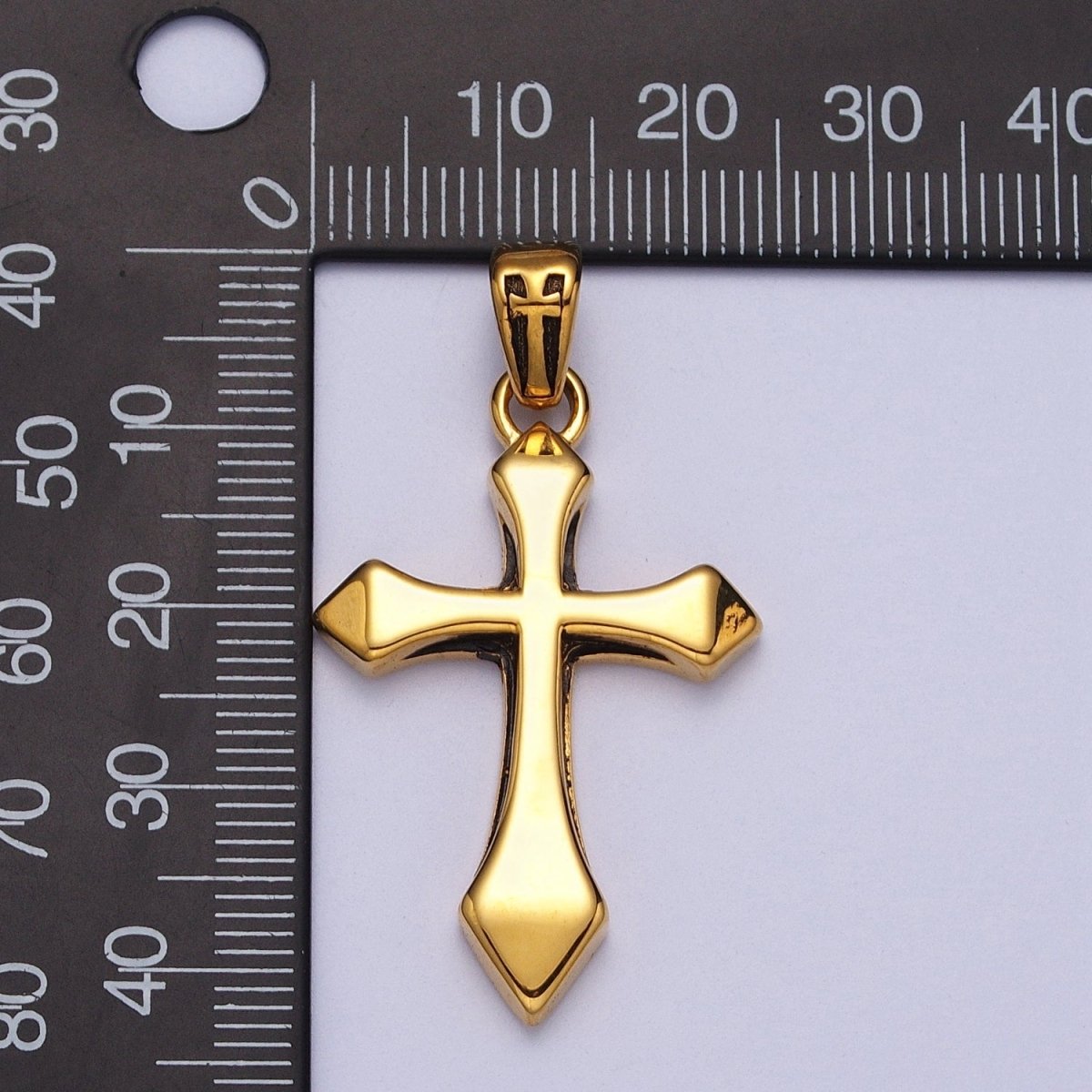 Stainless Steel 42.7mm Passion Cross Bail Religious Pendant in Gold & Silver J-393 J-406 - DLUXCA