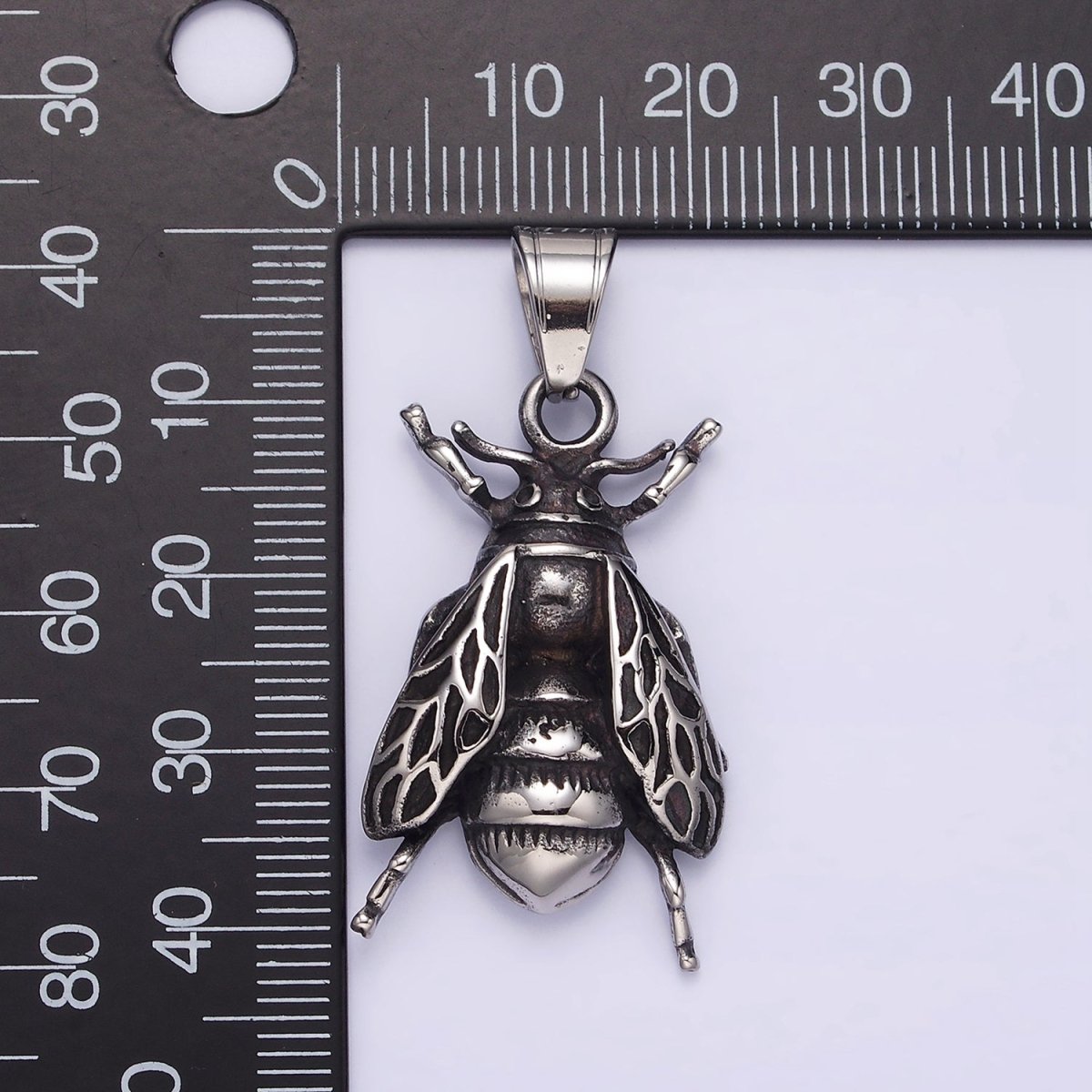 Stainless Steel 42mm Beetle Moth Wings Insect Pendant | P-778 - DLUXCA