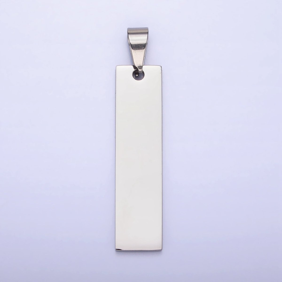 Stainless Steel 42mm Rectangular Tag Personalized Pendant in Gold & Silver | P-1087 P-1088 - DLUXCA