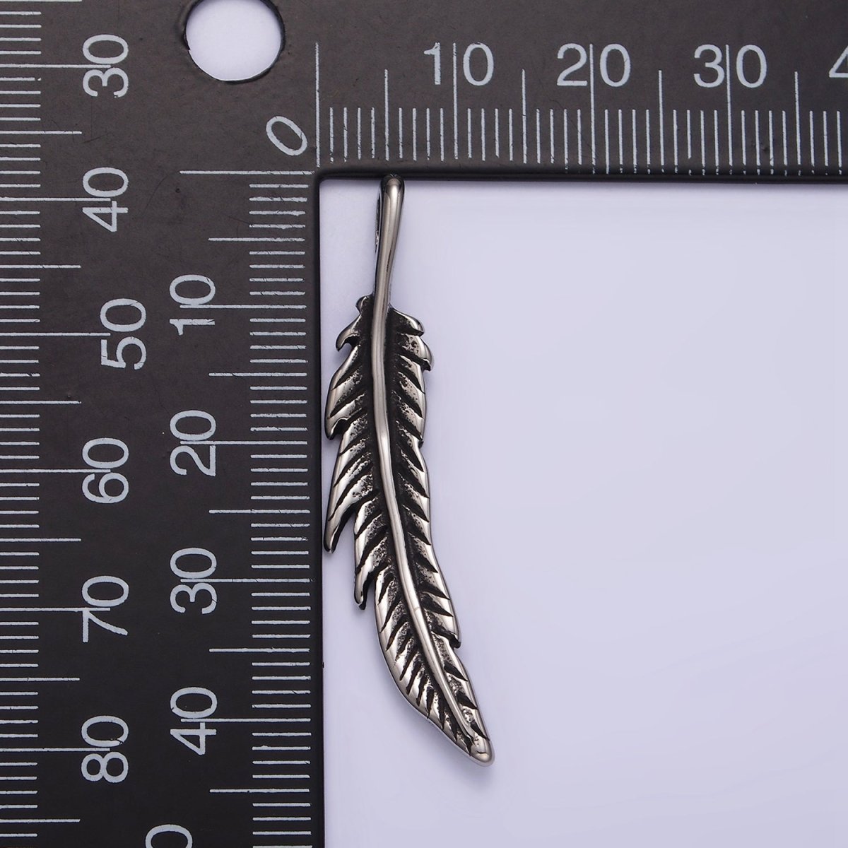 Stainless Steel 43.3mm Curved Natural Plant Leaf Double Sided Pendant | P-764 - DLUXCA