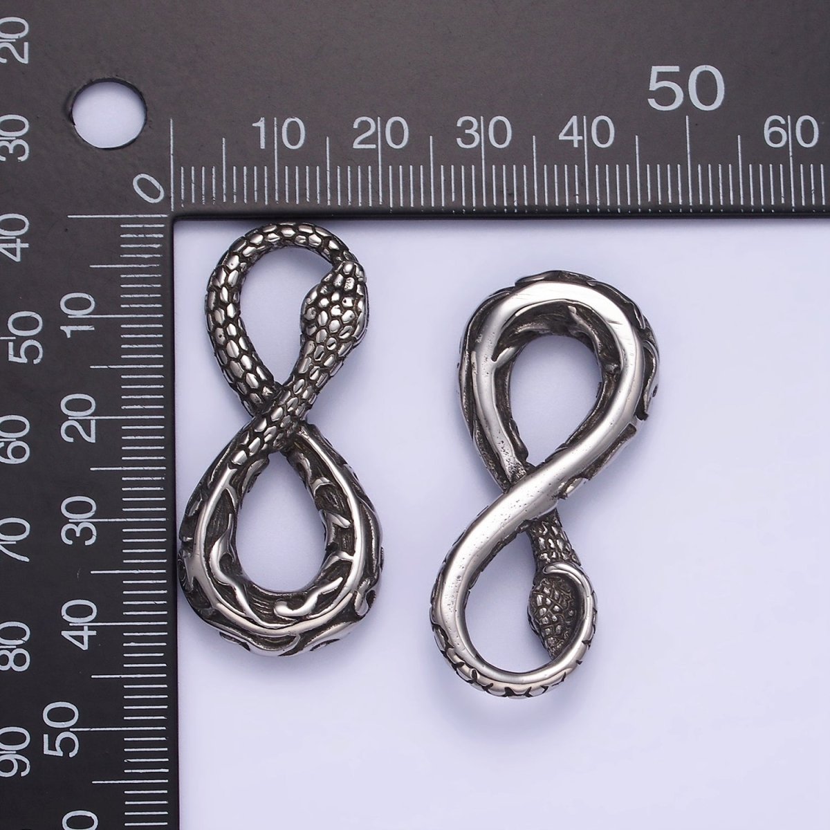 Stainless Steel 43mm Artisan Scaled Snake Serpent Animal Infinity Charm | P946 - DLUXCA