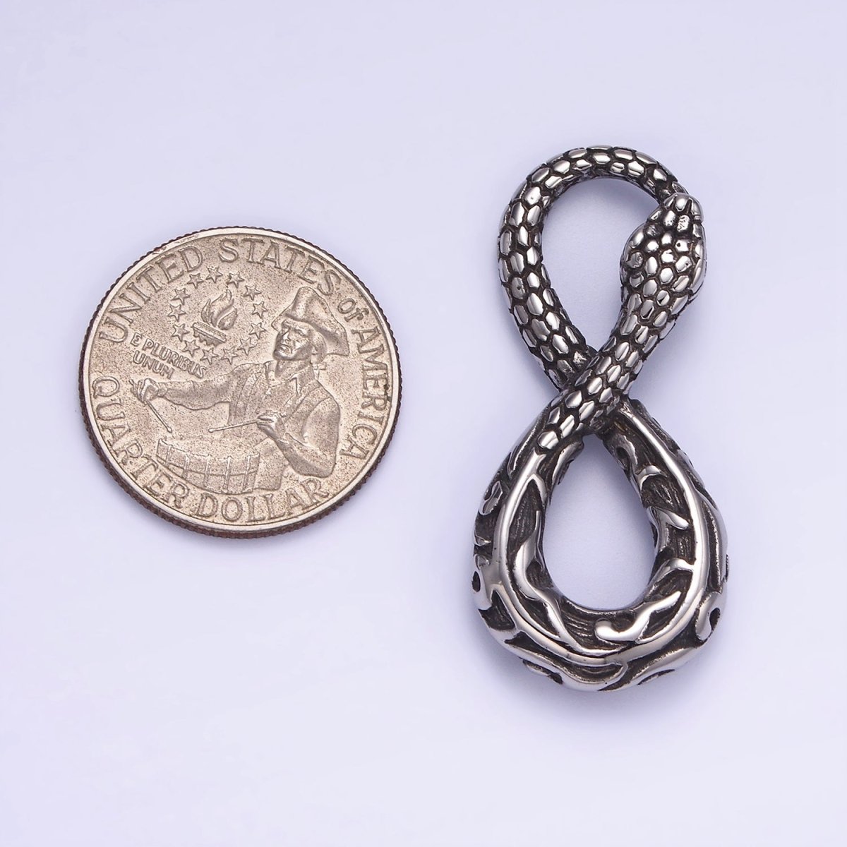 Stainless Steel 43mm Artisan Scaled Snake Serpent Animal Infinity Charm | P946 - DLUXCA