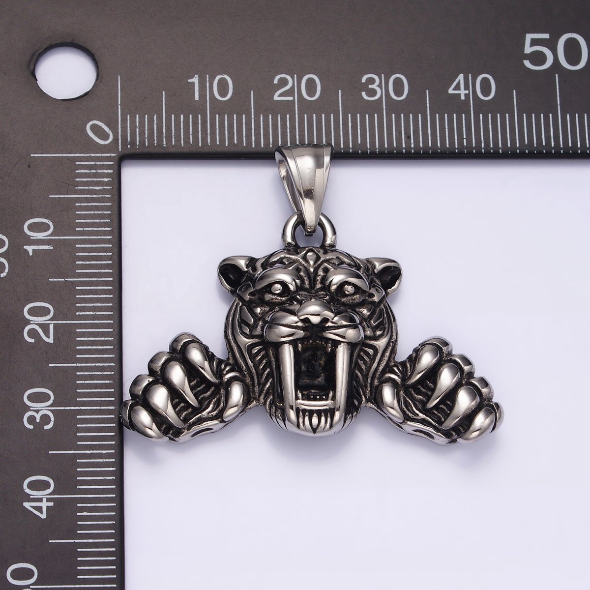 Stainless Steel 44mm Claws Panther Leopard Tiger Animal Pendant | P-828 - DLUXCA