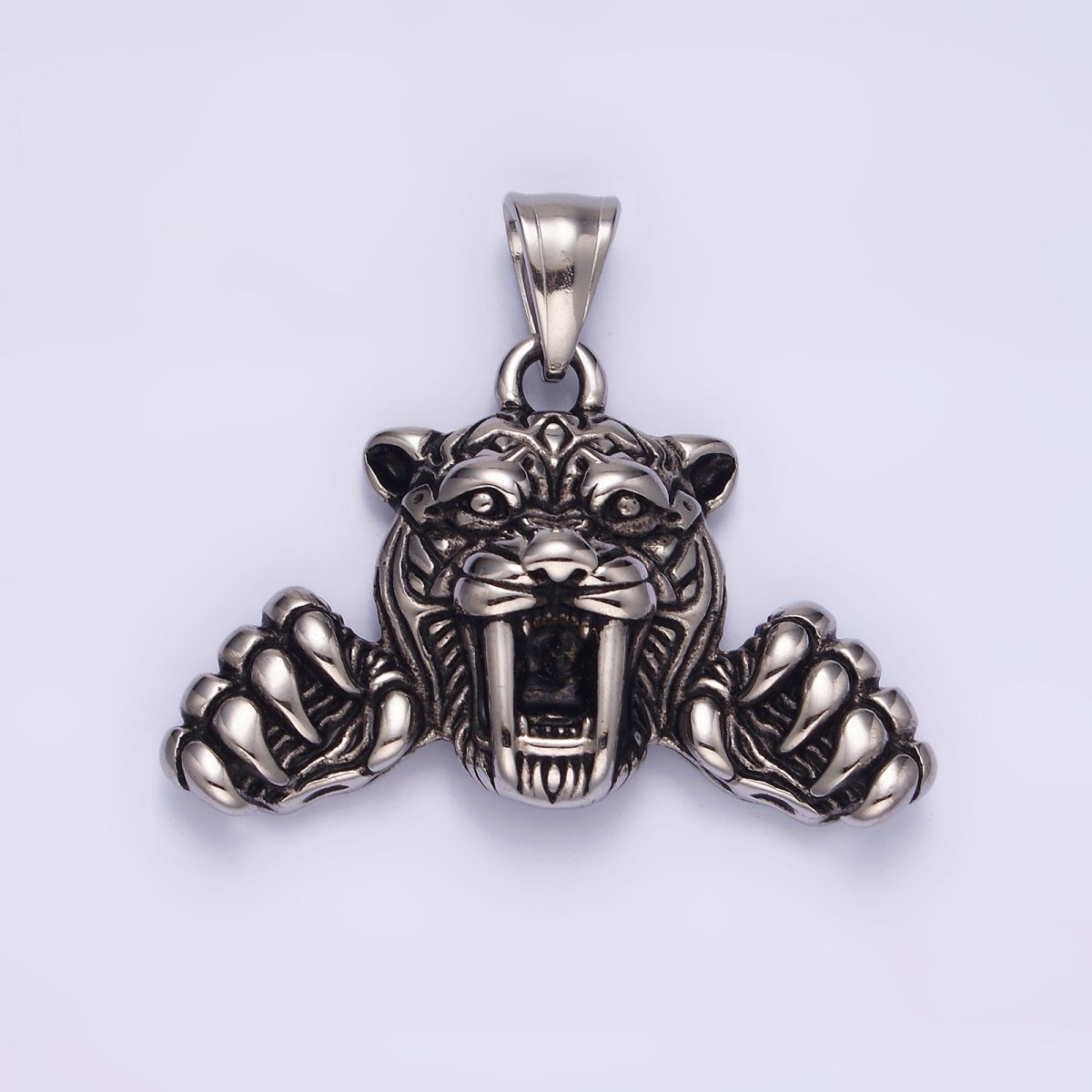 Stainless Steel 44mm Claws Panther Leopard Tiger Animal Pendant | P-828 - DLUXCA