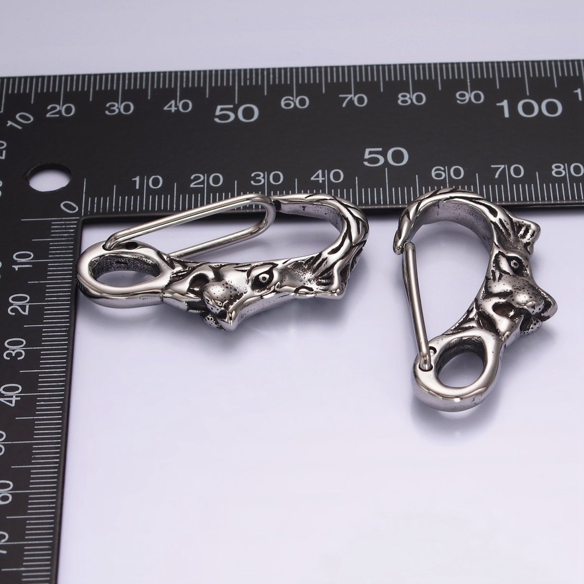 Stainless Steel 45mm Lion Animal Carabiner Snap Hook Findings | Z665 - DLUXCA