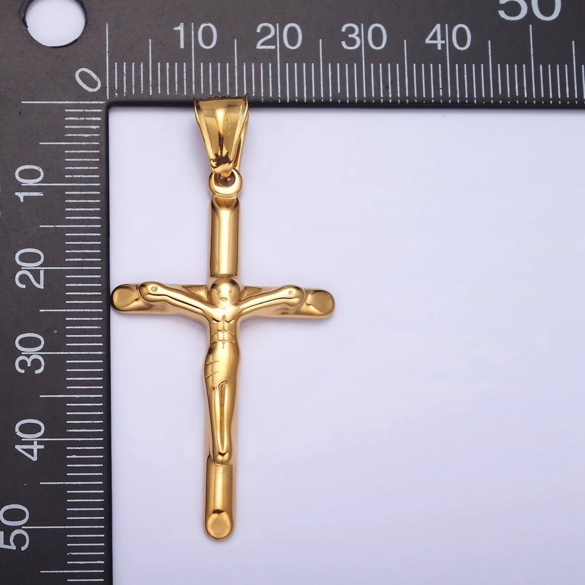 Stainless Steel 46.7mm, 38.7mm Edged Religious Jesus Crucifix Cross Pendant | P1167 P1168 - DLUXCA