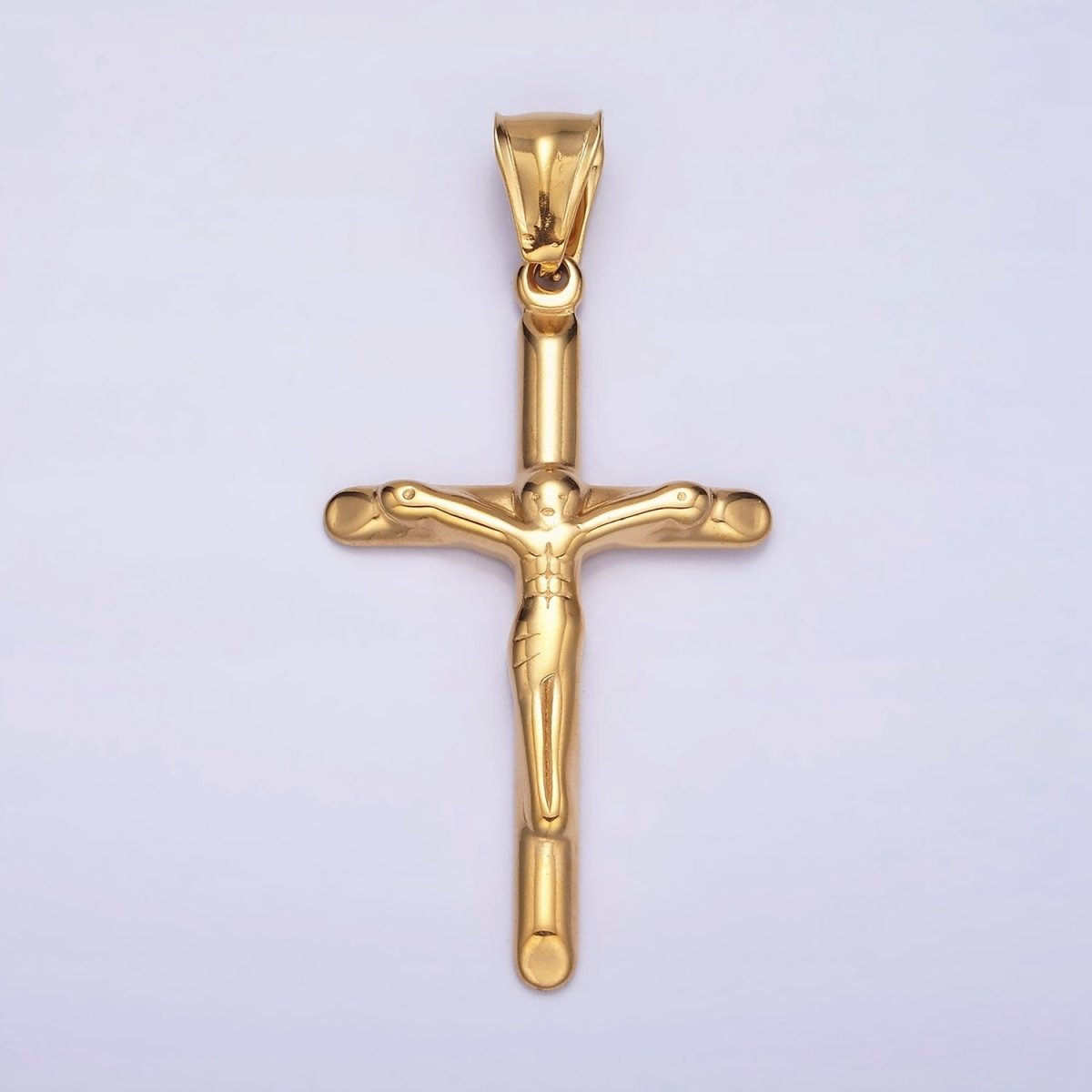 Stainless Steel 46.7mm, 38.7mm Edged Religious Jesus Crucifix Cross Pendant | P1167 P1168 - DLUXCA