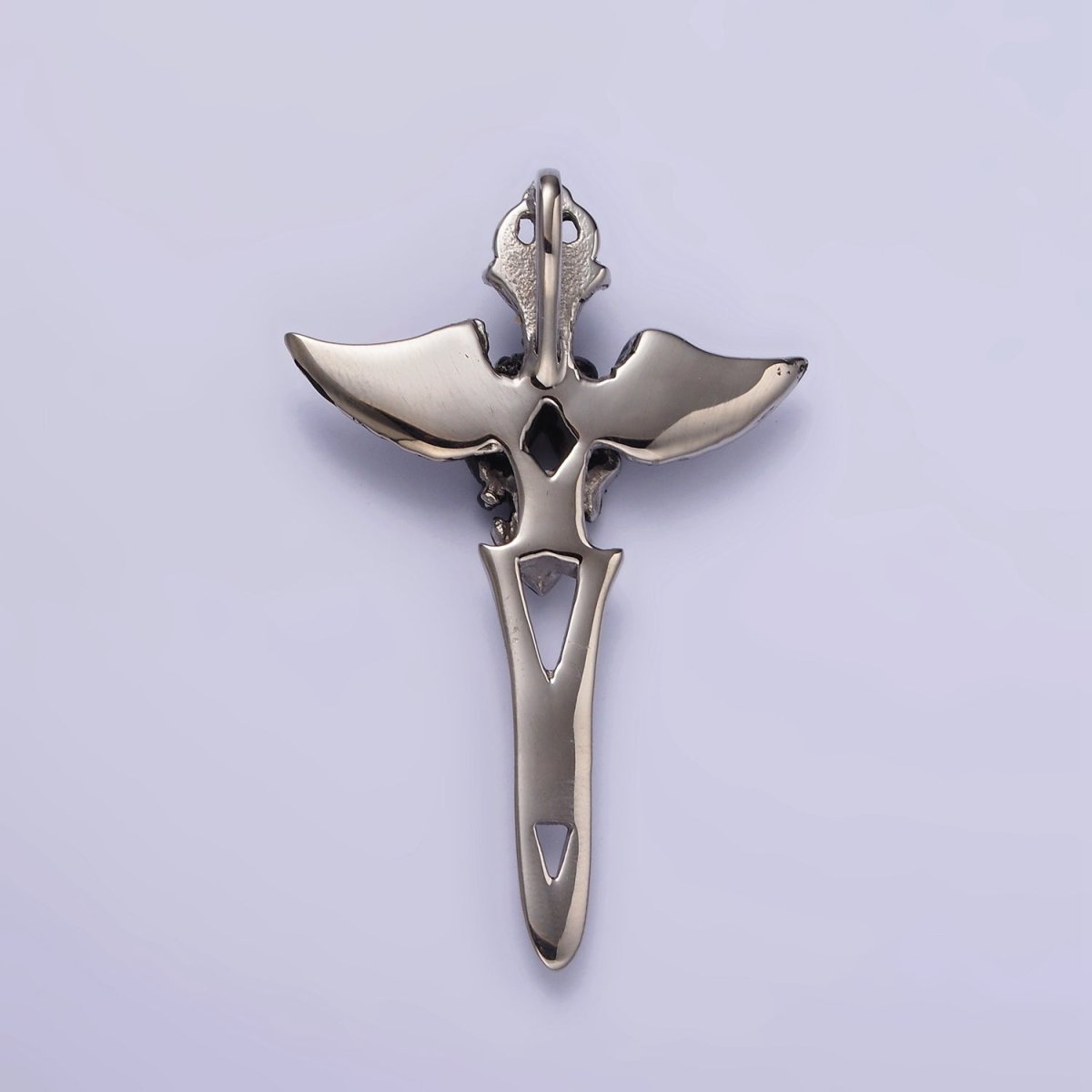 Stainless Steel 47mm Artisan Sword Knife Wings Open Pendant | P-814 - DLUXCA