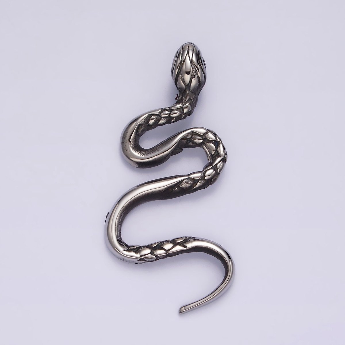 Stainless Steel 50.5mm Slithering Serpent Snake Scale-Textured Pendant | P-760 - DLUXCA