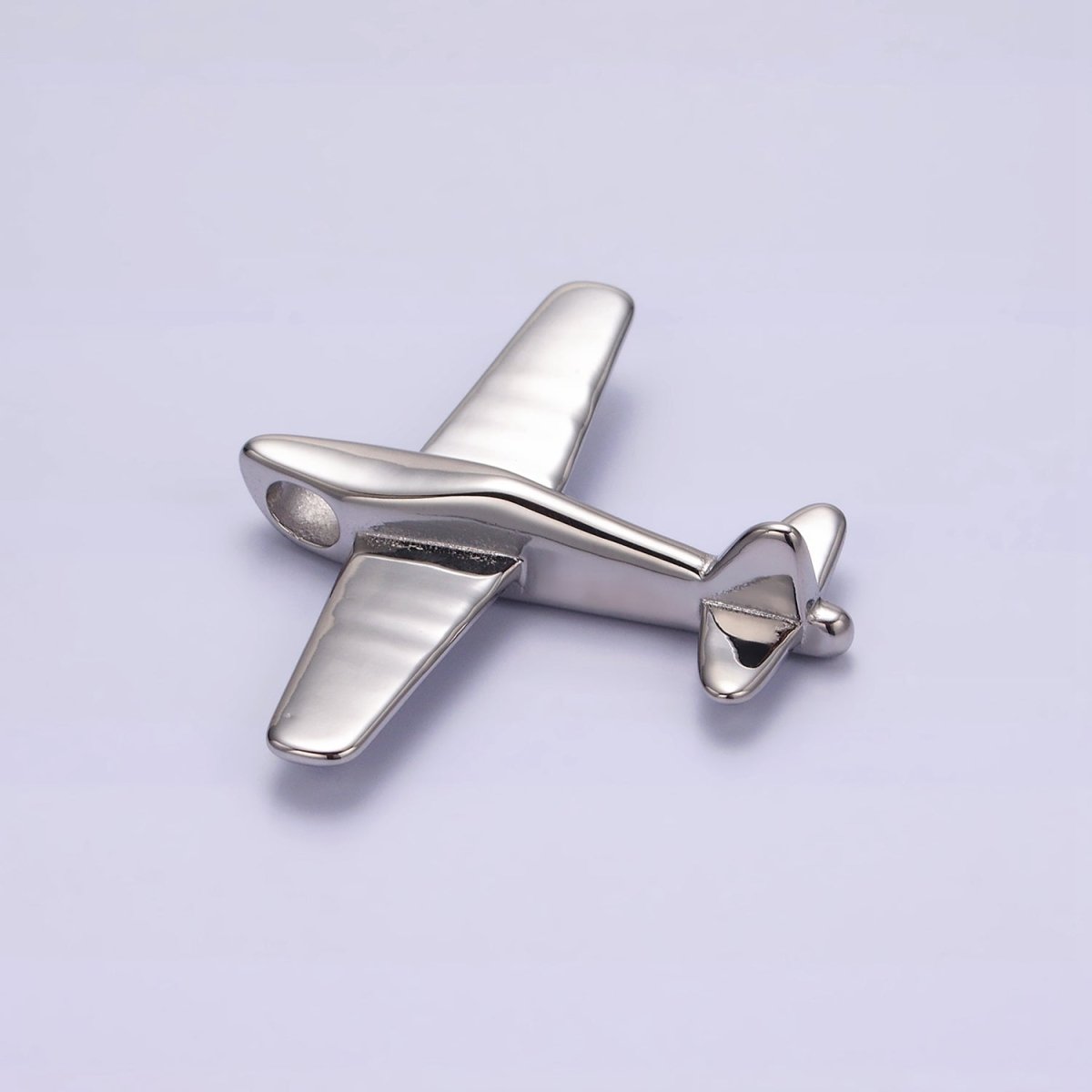 Stainless Steel 50mm Silver Airplane Flying Aircraft Statement Pendant P-590 - DLUXCA