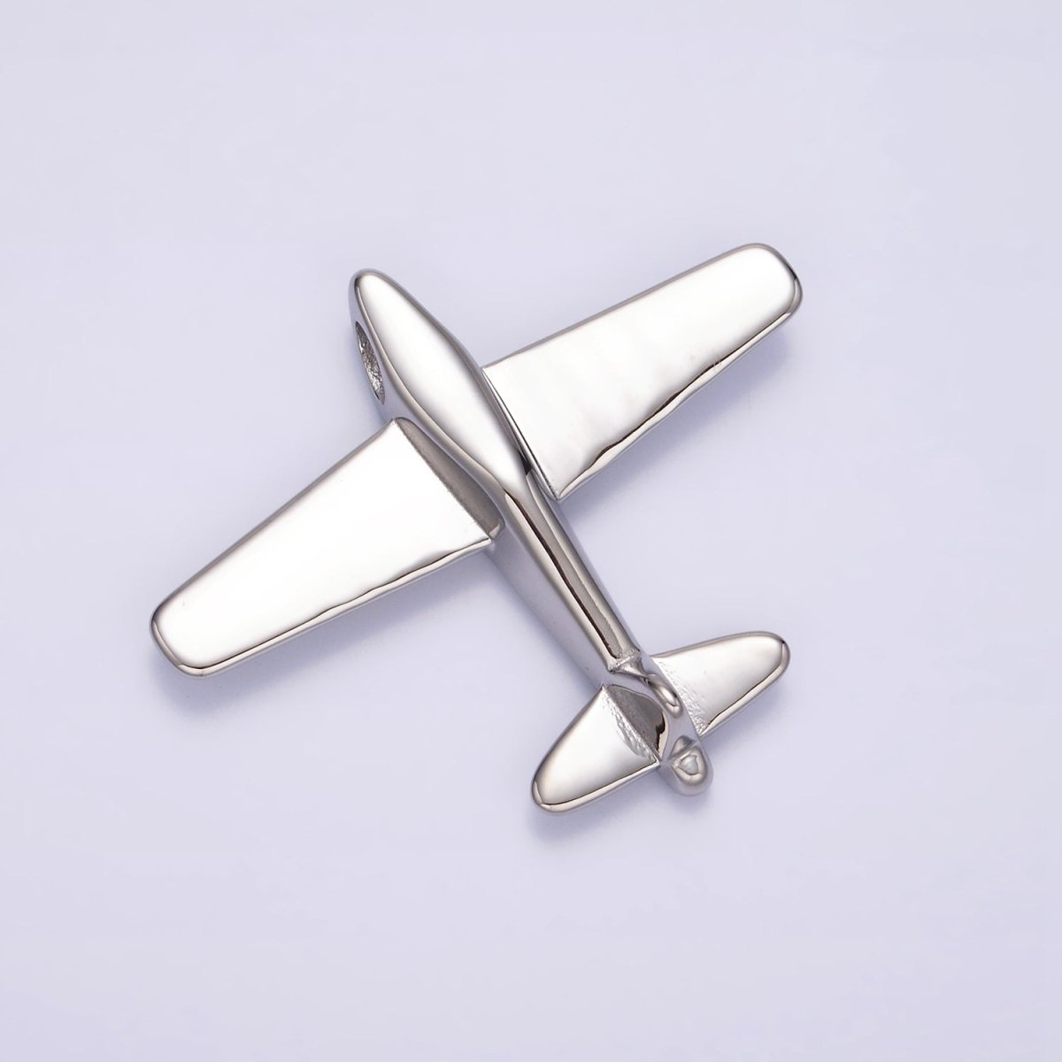 Stainless Steel 50mm Silver Airplane Flying Aircraft Statement Pendant P-590 - DLUXCA