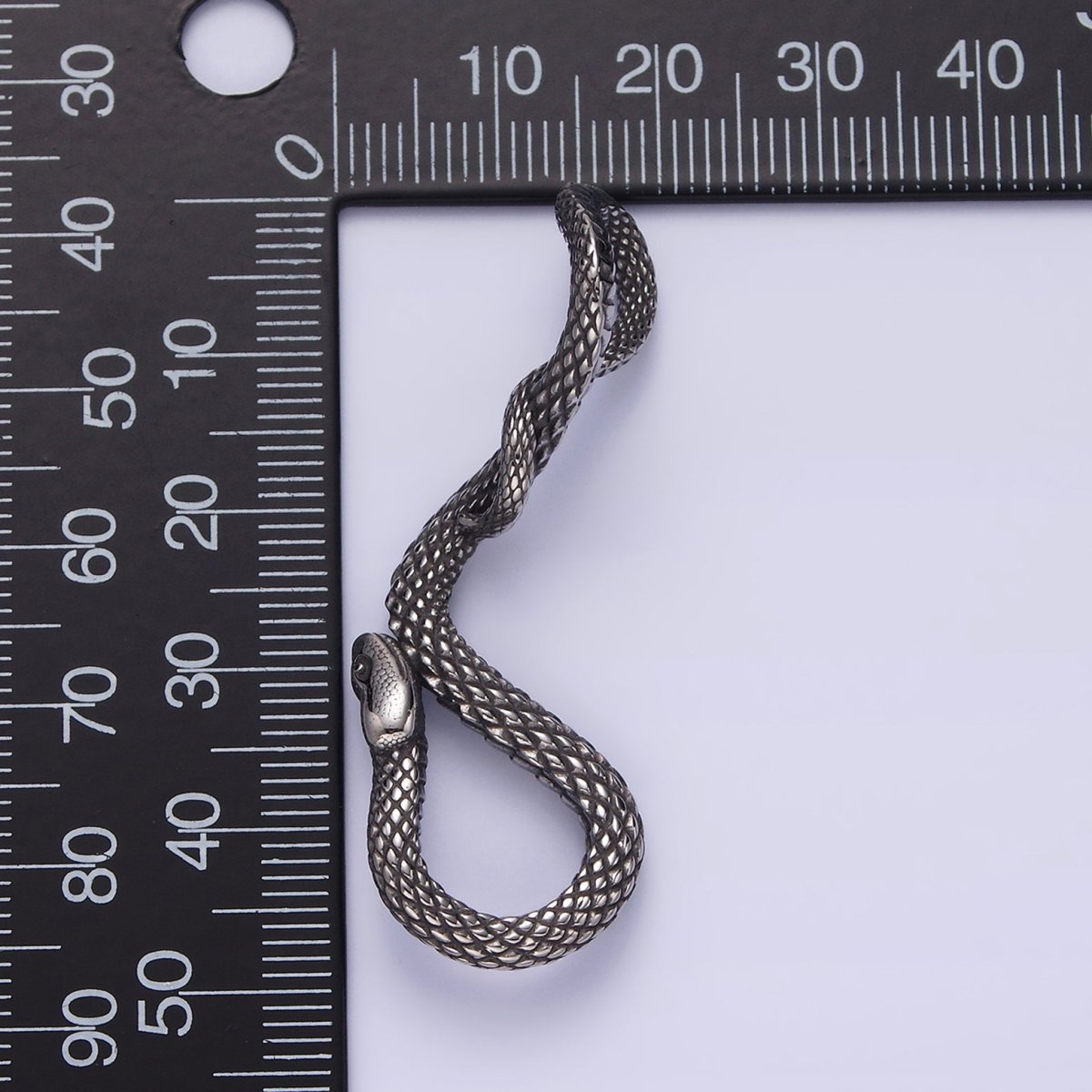Stainless Steel 50mm Snake Serpent Scale Textured Curved Pendant | P-738 - DLUXCA