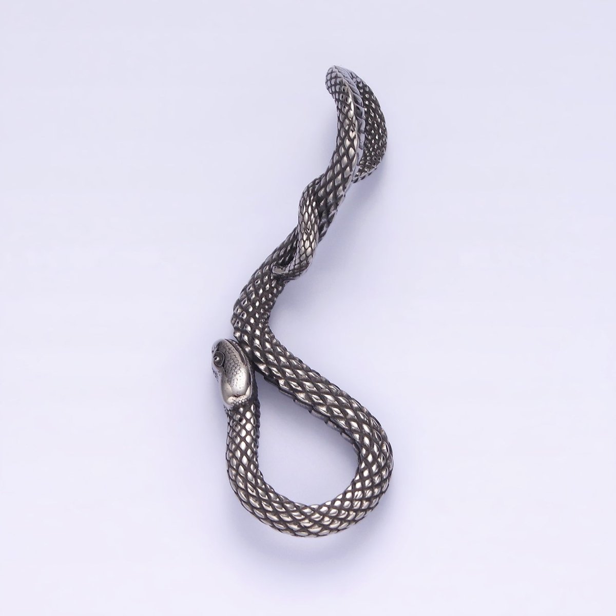 Stainless Steel 50mm Snake Serpent Scale Textured Curved Pendant | P-738 - DLUXCA