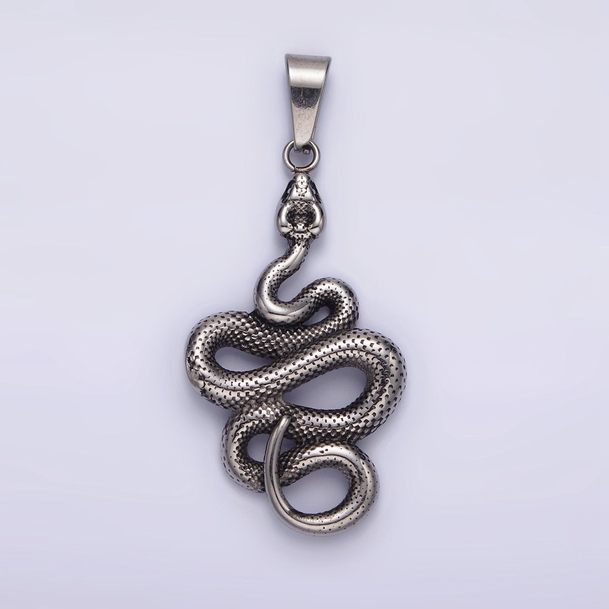 Stainless Steel 50mm Snake Slithering Serpent Textured Pendant in Silver & Gold | P-716 P-717 - DLUXCA