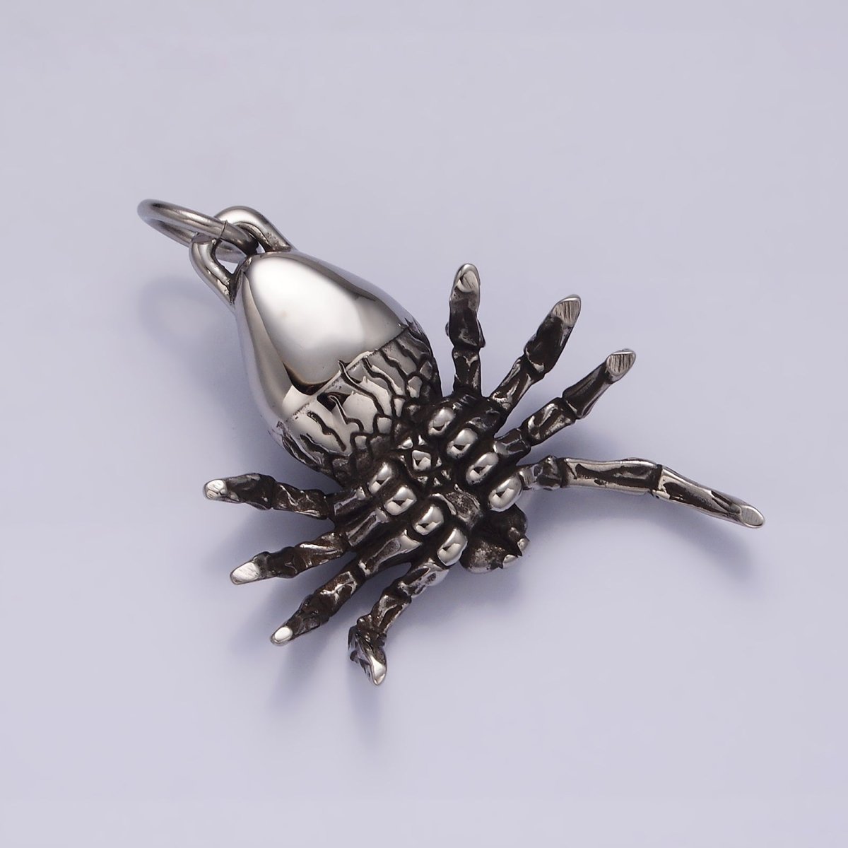 Stainless Steel 50mm Tarantula Spider Crawl Charm Halloween Jewelry P-616 - DLUXCA