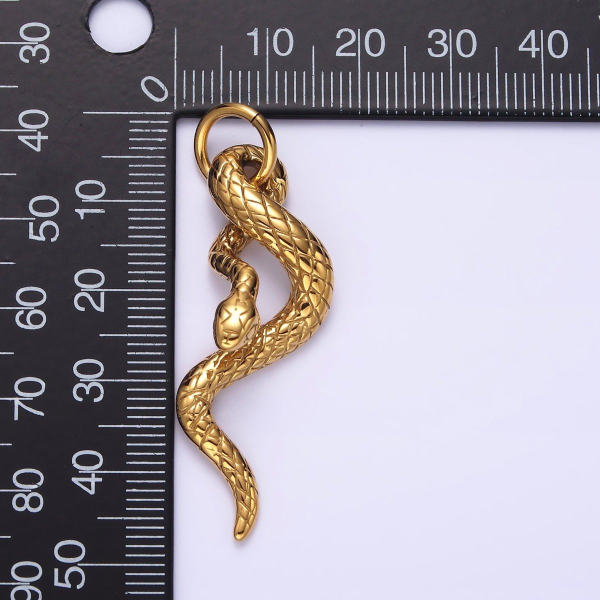 Stainless Steel 50mm Textured Slithering Snake Serpent Pendant | P-750 - DLUXCA