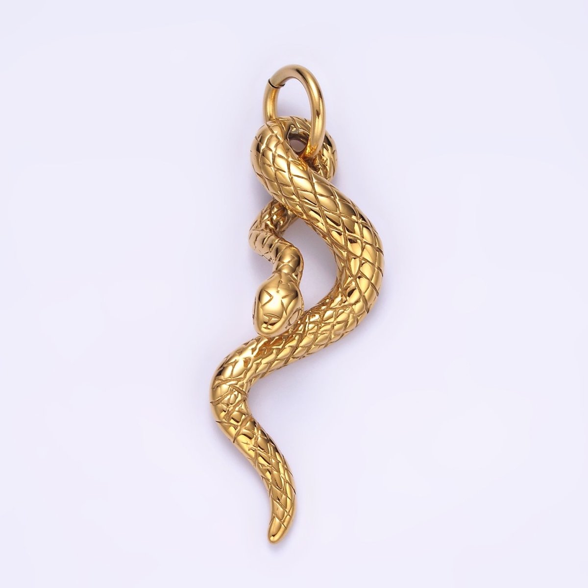 Stainless Steel 50mm Textured Slithering Snake Serpent Pendant | P-750 - DLUXCA