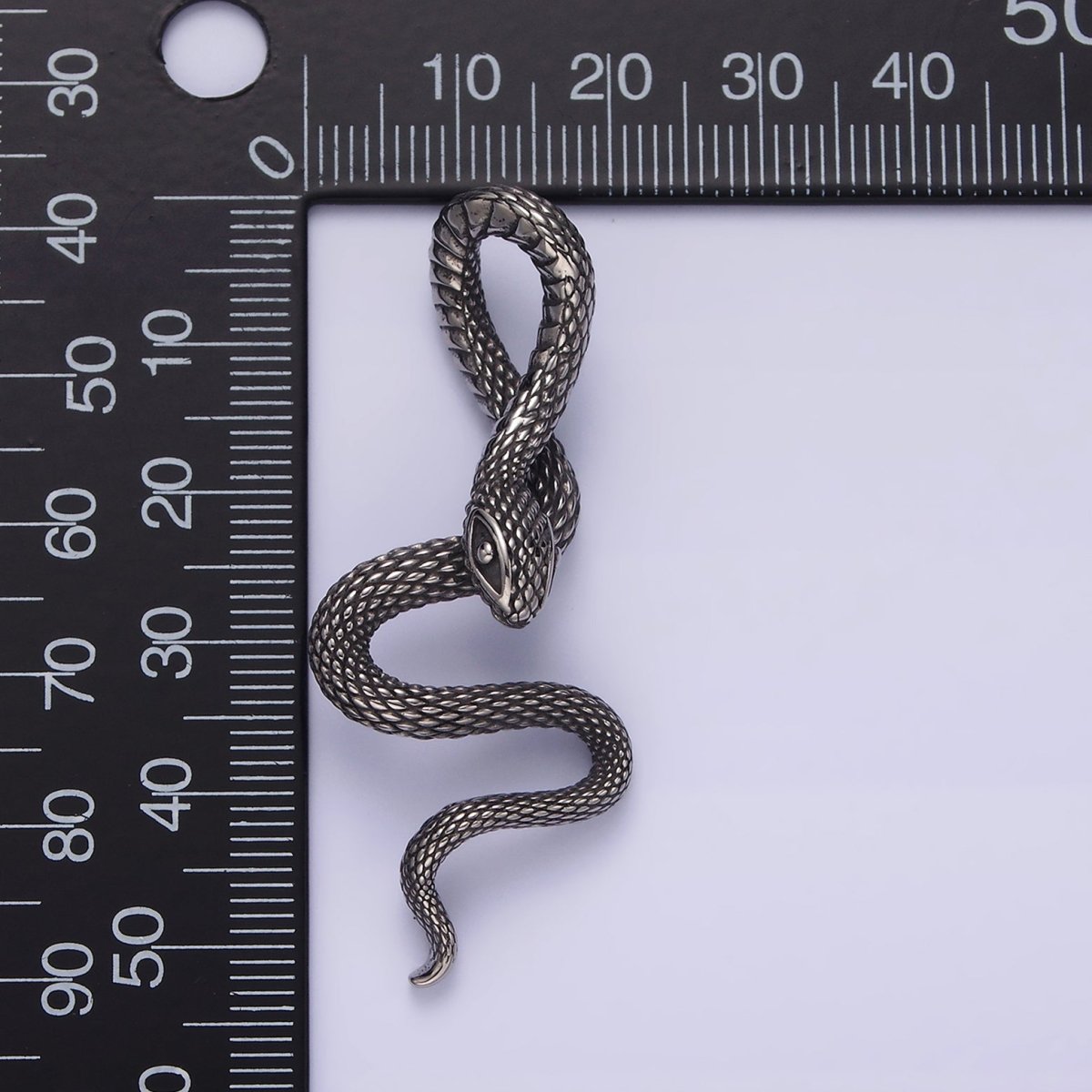 Stainless Steel 53mm Snake Slither Serpent Textured Pendant | P-747 - DLUXCA
