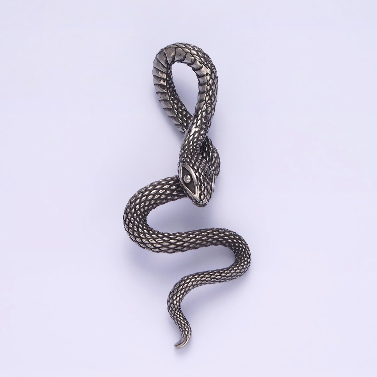 Stainless Steel 53mm Snake Slither Serpent Textured Pendant | P-747 - DLUXCA