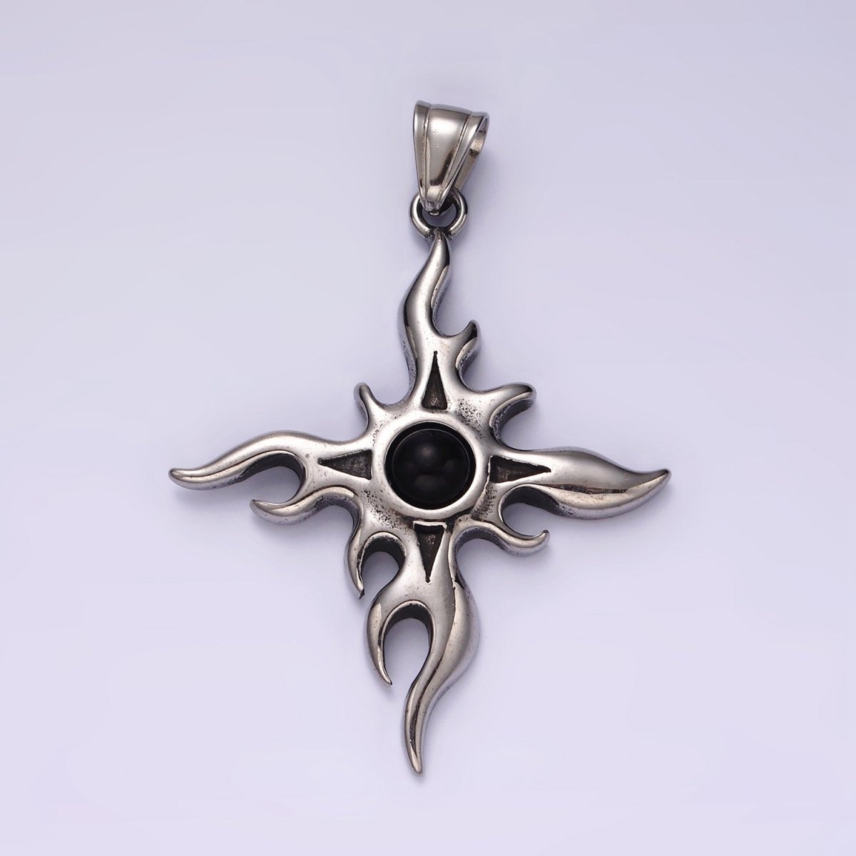 Stainless Steel 60mm Celestial Sun Star Flame Fire Pendant | P1056 - DLUXCA