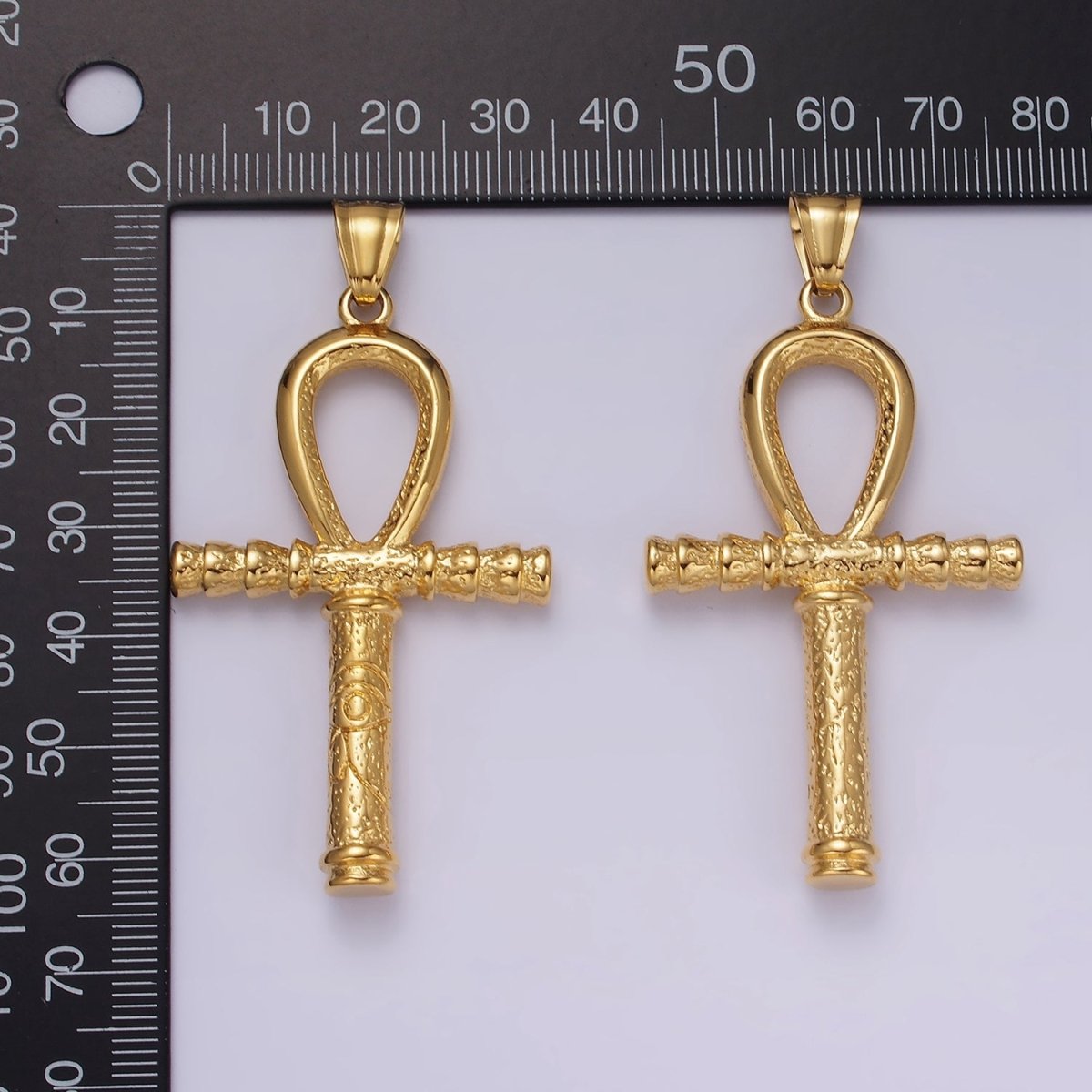 Stainless Steel 64mm Eye of Ra Engraved Egyptian Ankh Cross