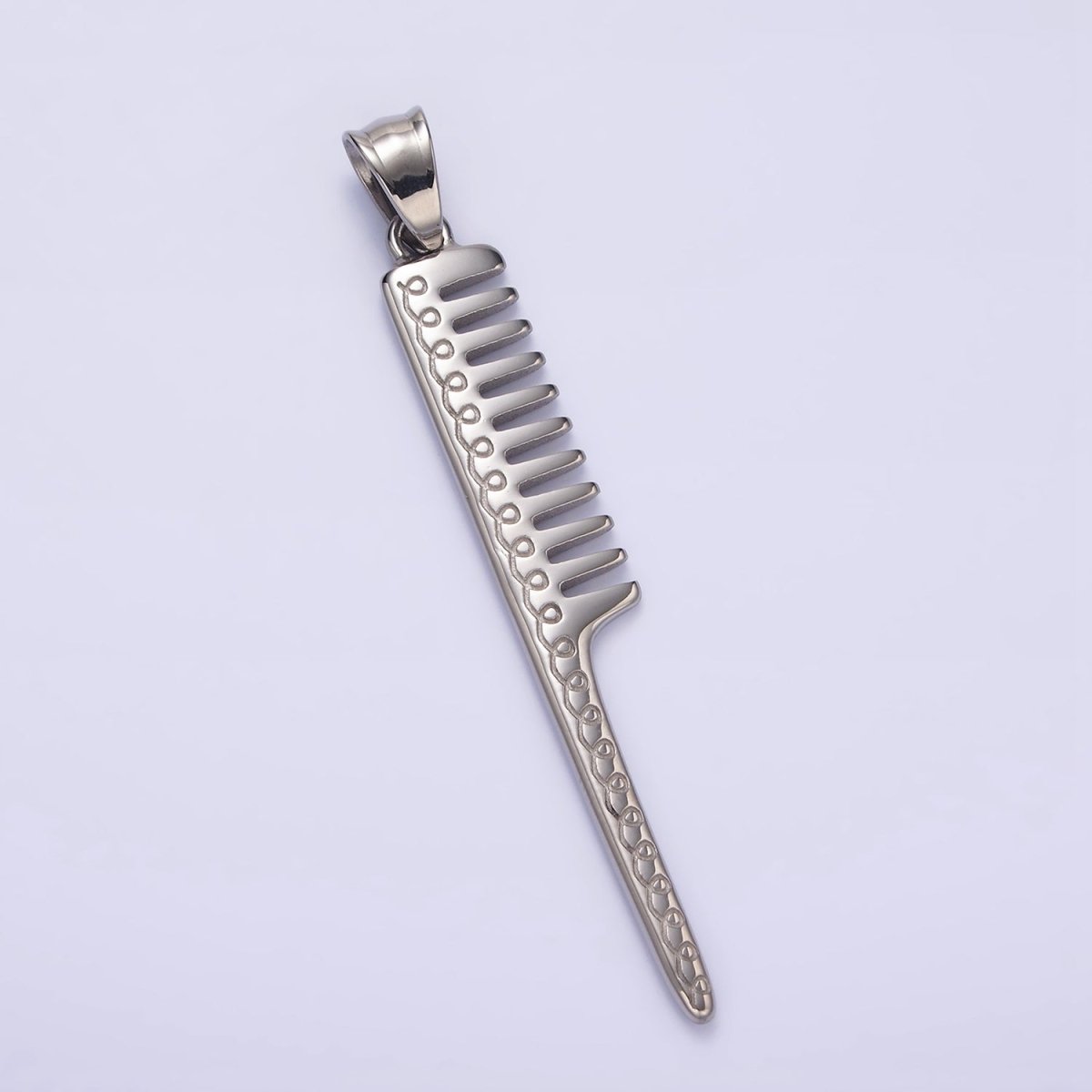 Stainless Steel 64mm Products Double Sided Barber Hair Comb Statement Pendant | P-787 - DLUXCA