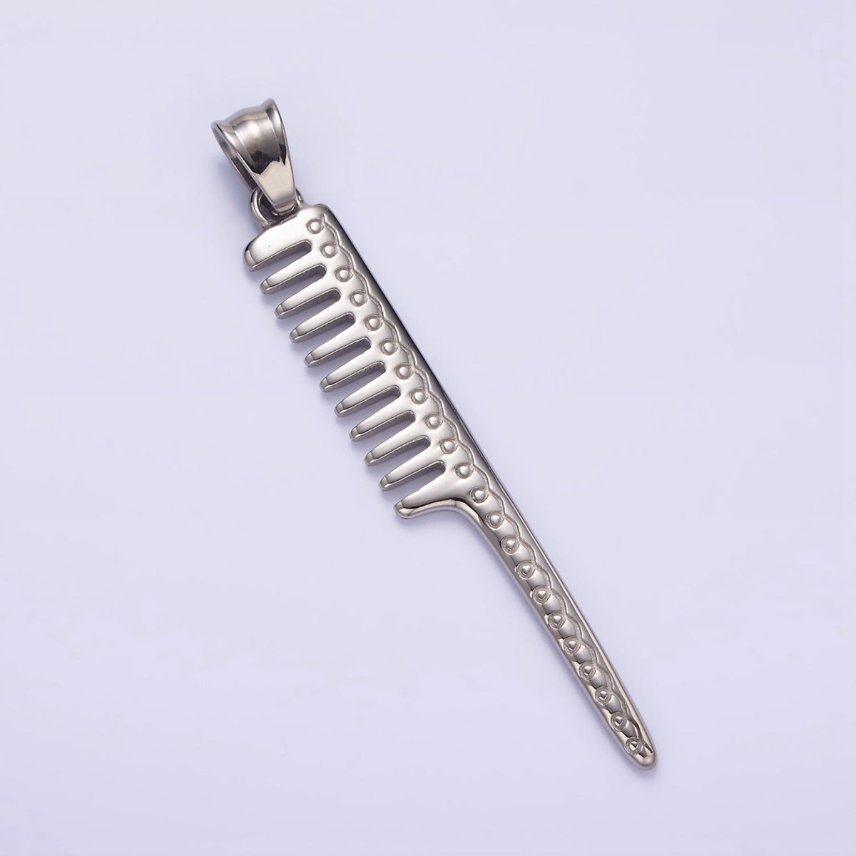 Stainless Steel 64mm Products Double Sided Barber Hair Comb Statement Pendant | P-787 - DLUXCA