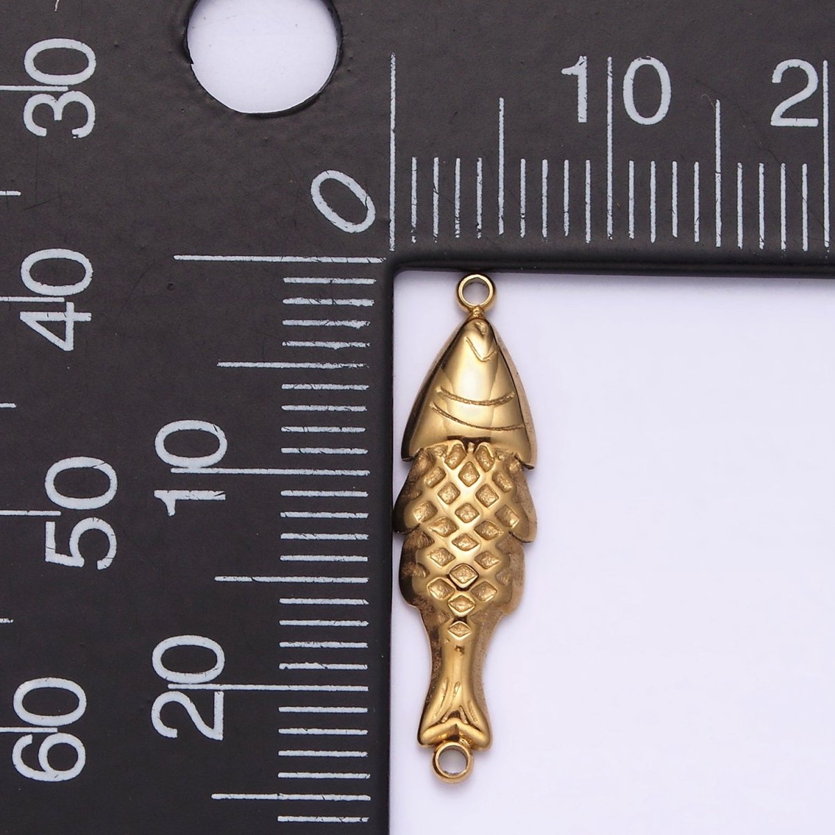 Stainless Steel 7mm Fish Scale-Textured Minimalist Connector in Gold & Silver | P1344 P1345 - DLUXCA