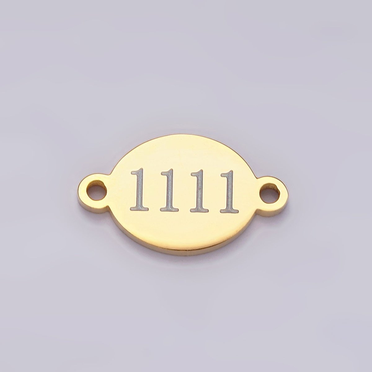 Stainless Steel 8mm Angel Number Numerology Engraved Oval Gold Connector G-672~G-681 - DLUXCA