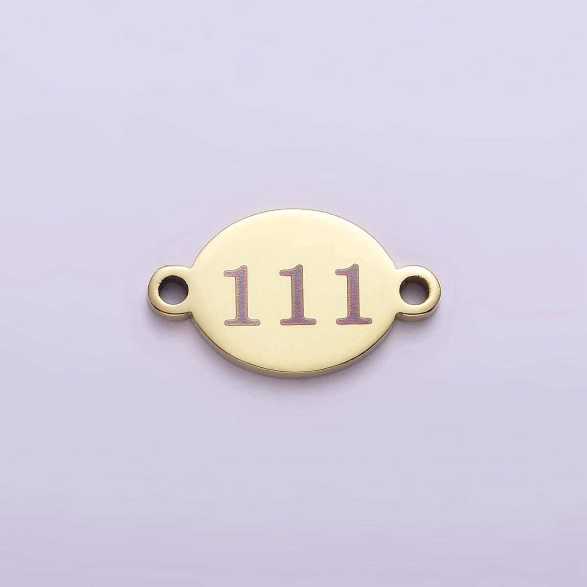 Stainless Steel 8mm Angel Number Numerology Engraved Oval Gold Connector G-672~G-681 - DLUXCA