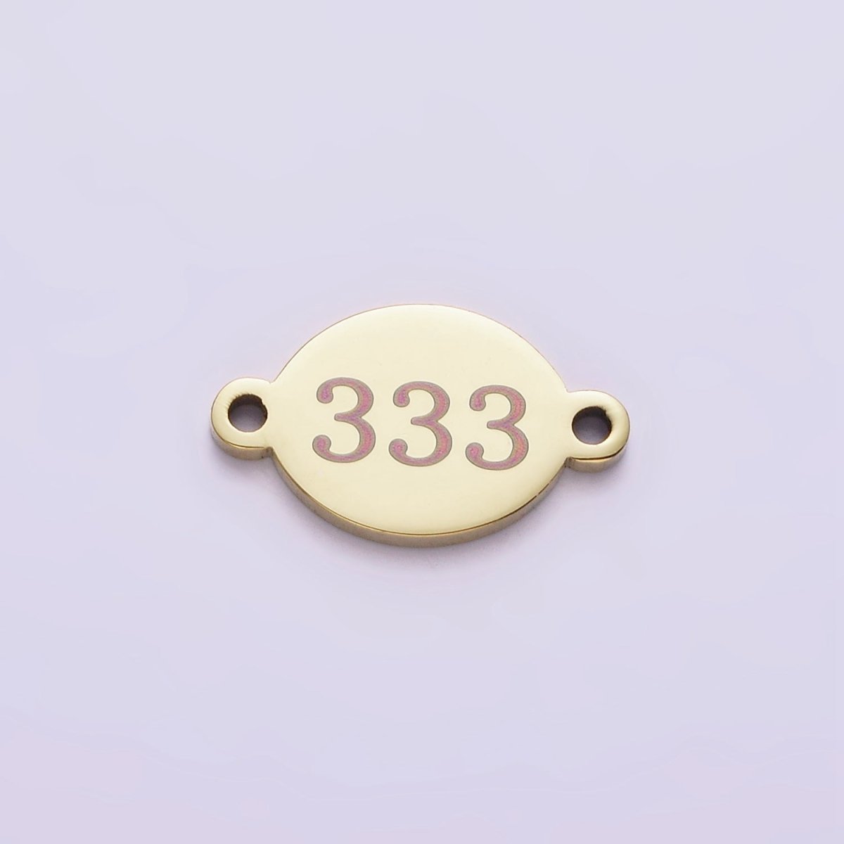 Stainless Steel 8mm Angel Number Numerology Engraved Oval Gold Connector G-672~G-681 - DLUXCA