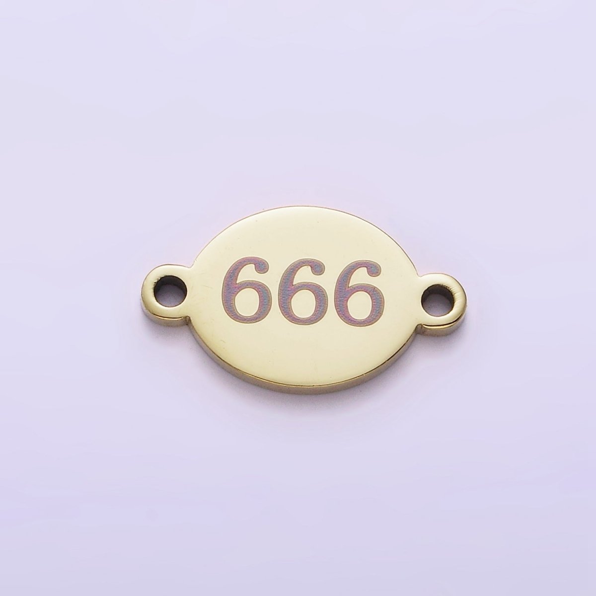 Stainless Steel 8mm Angel Number Numerology Engraved Oval Gold Connector G-672~G-681 - DLUXCA