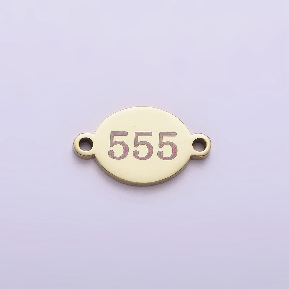 Stainless Steel 8mm Angel Number Numerology Engraved Oval Gold Connector G-672~G-681 - DLUXCA