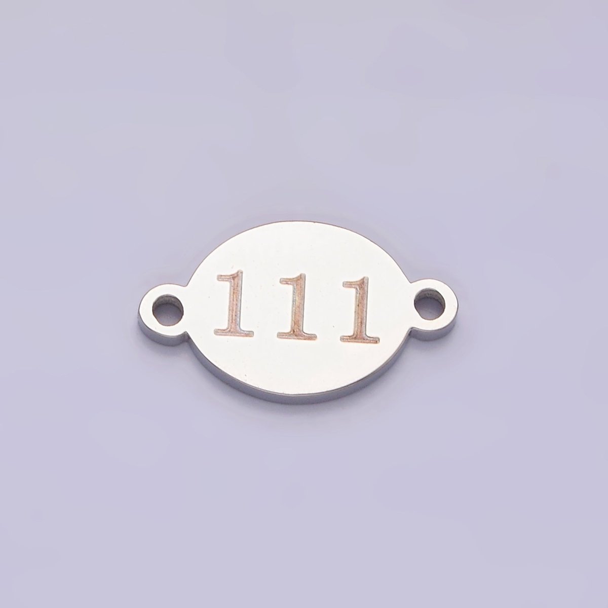 Stainless Steel 8mm Angel Number Numerology Engraved Oval Silver Connector G-684-G-693 - DLUXCA