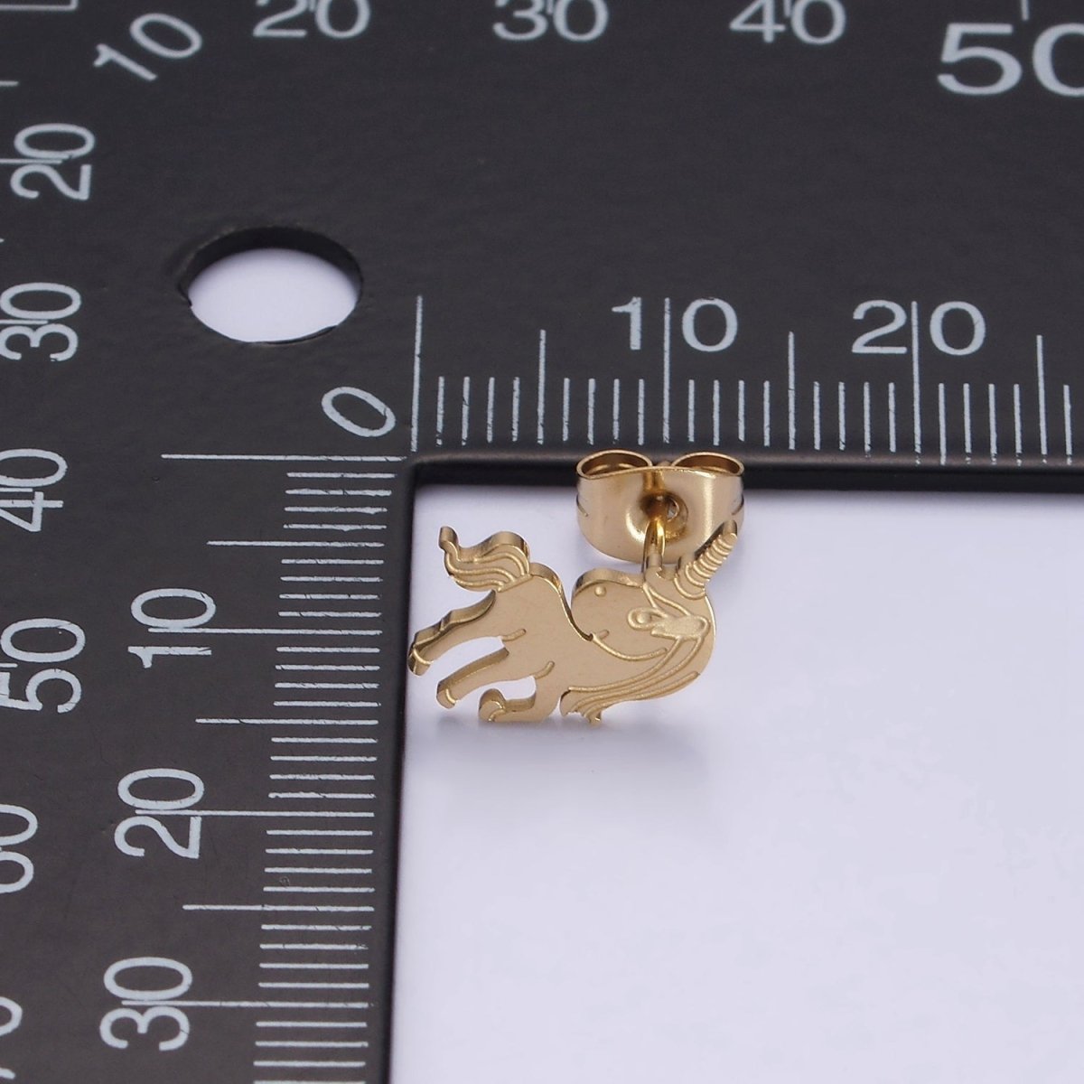 Stainless Steel 8mm Unicorn Animal Engraved Stud Earrings Set | AE729 - DLUXCA
