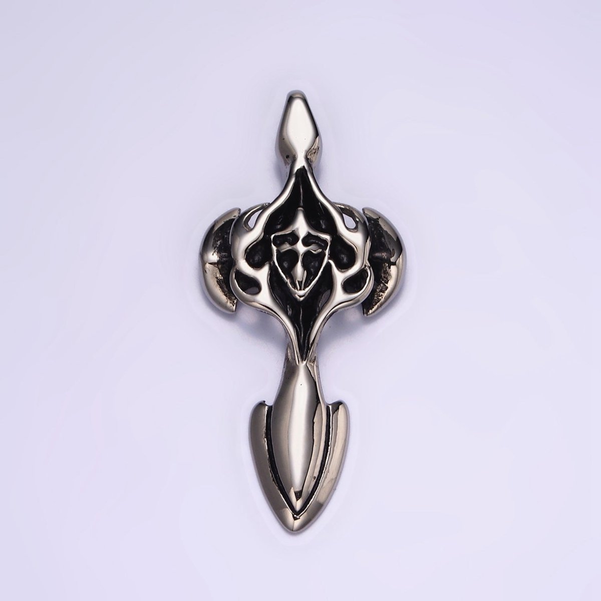 Stainless Steel Abstract St. James Cross Sword Silver Charm P-554 - DLUXCA