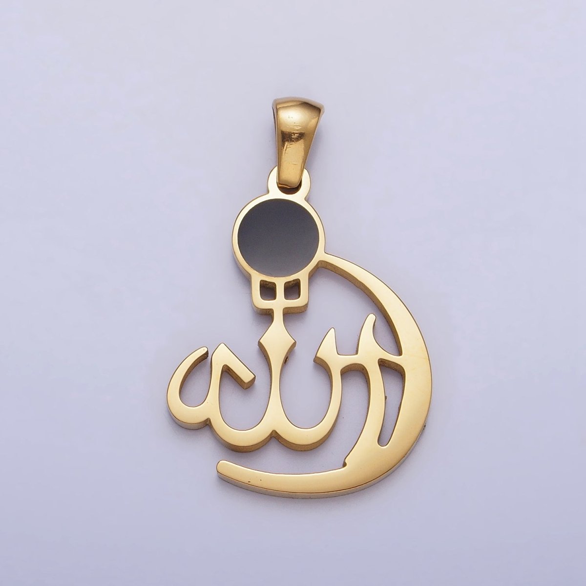 Stainless Steel "Allah" "God" Calligraphy Arabic Muslim Religious Pendant in Gold & Silver J-473 J-486 - DLUXCA