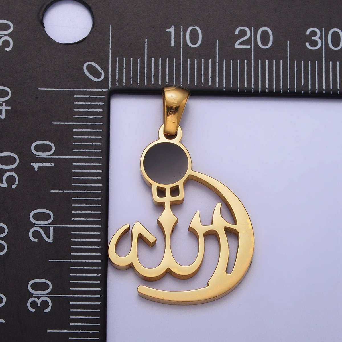 Stainless Steel "Allah" "God" Calligraphy Arabic Muslim Religious Pendant in Gold & Silver J-473 J-486 - DLUXCA