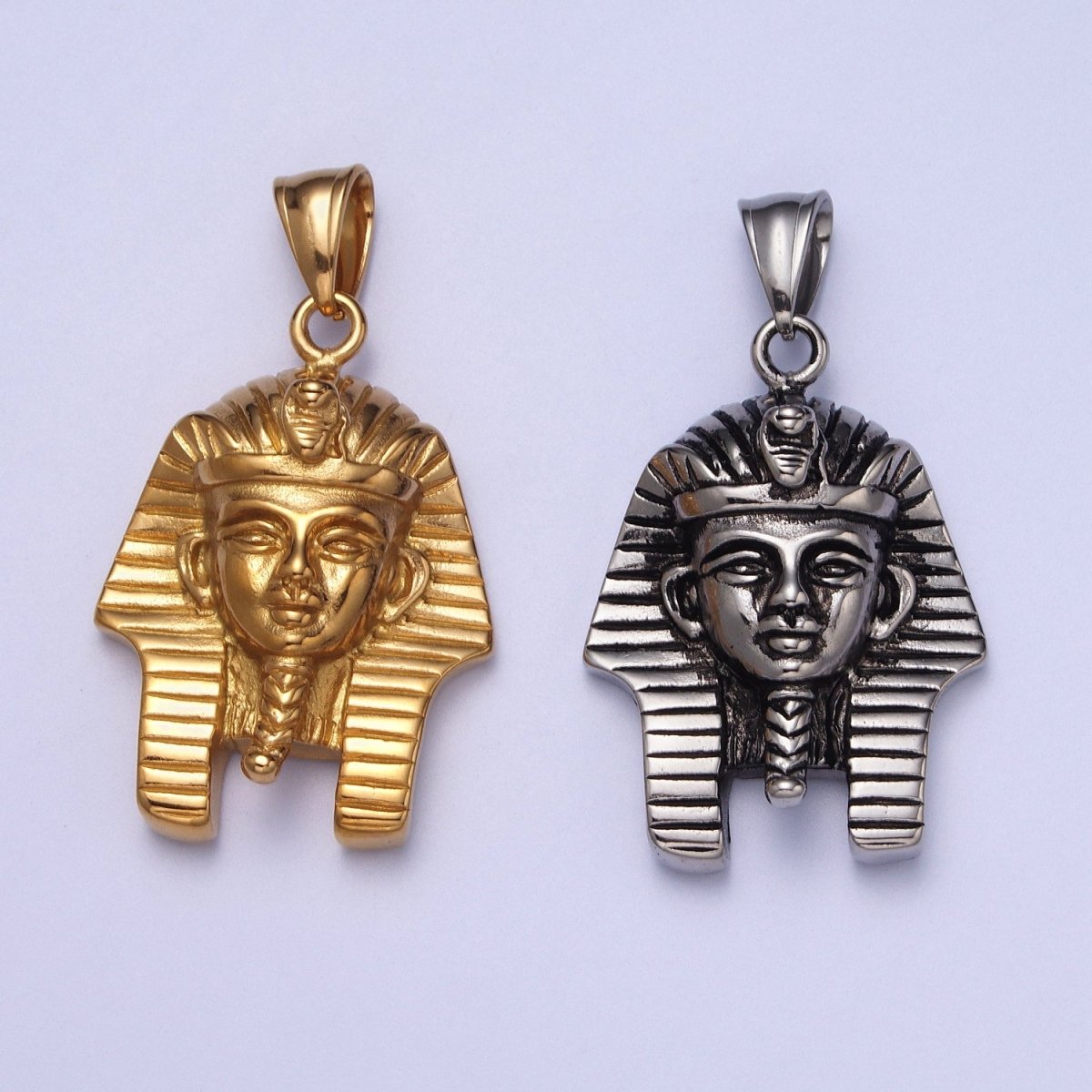 Stainless Steel Ancient Egyptian Pharaoh King Mummy Pendant in Gold & Silver J-448 J-451 - DLUXCA