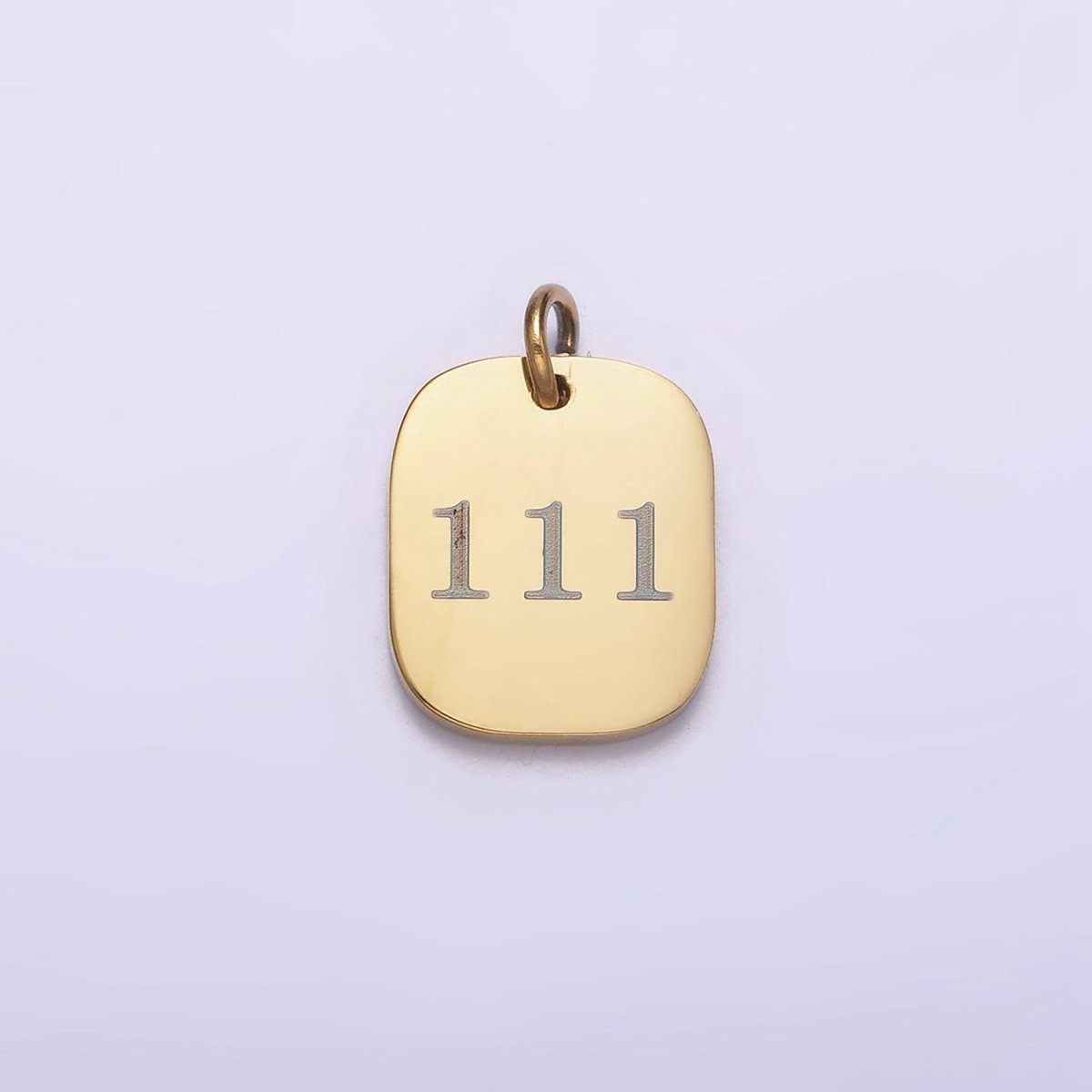 Stainless Steel Angel Number Numerology Engraved 14mm Gold Charm P-570~P-578 - DLUXCA