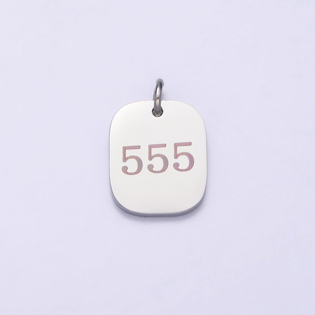 Stainless Steel Angel Number Numerology Engraved 14mm Silver Tag Charm P-579~P-587 - DLUXCA