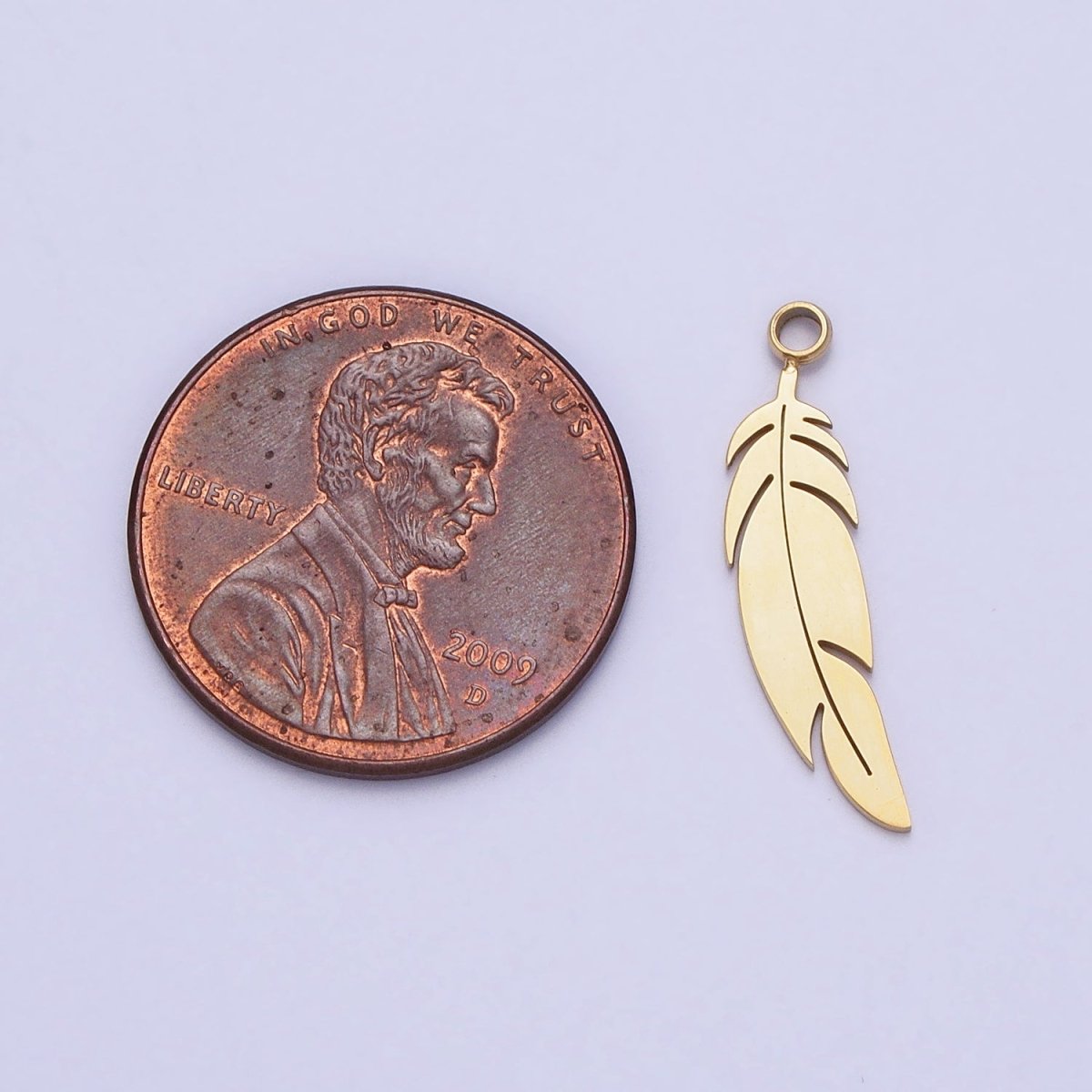 Stainless Steel Animal Feather Nature Leaf Charm in Gold & Silver | P-900 - DLUXCA