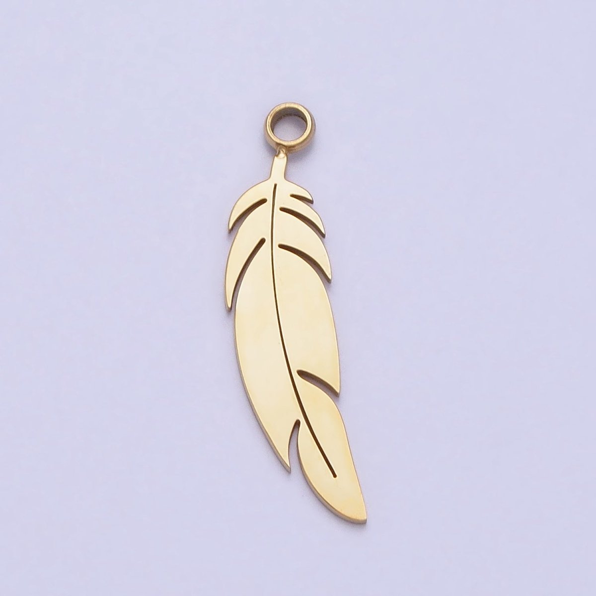 Stainless Steel Animal Feather Nature Leaf Charm in Gold & Silver | P-900 - DLUXCA