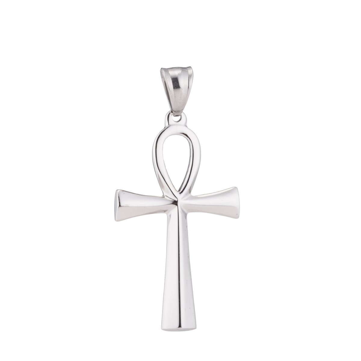 Stainless Steel Ankh, Symbol of Life, Pantheon, Crux Ansata, Egypt Cubic Zirconia Necklace Pendant Charm Bead Bails for Jewelry Making - DLUXCA