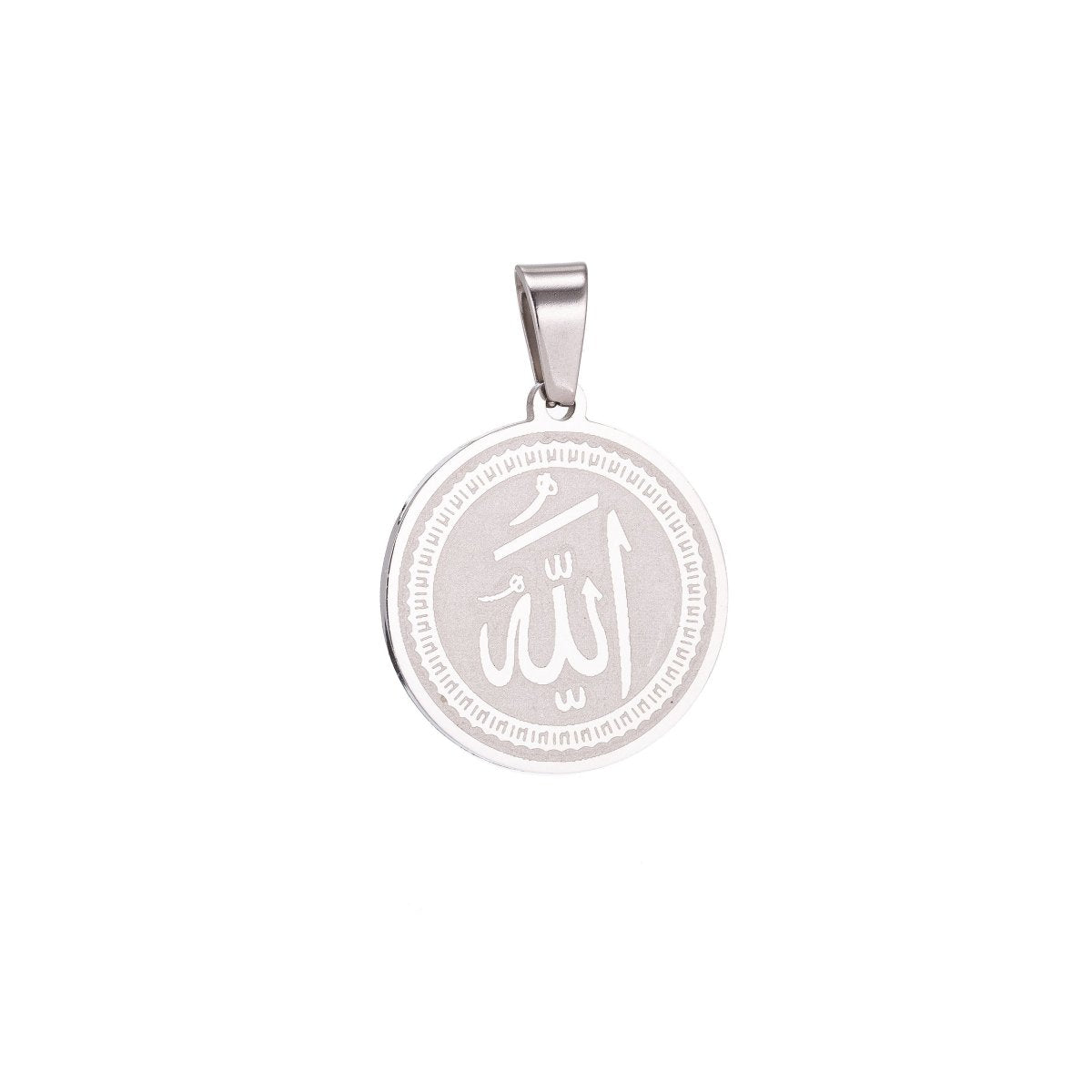Stainless Steel Arabic Word Calligraphy Coin Medallion Charm Pendant Religious Allah Muslim Necklace Bracelet for Jewelry Making J-424 - DLUXCA