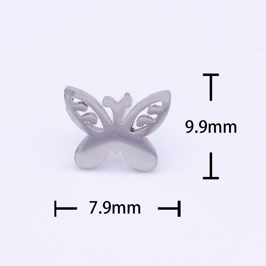 Stainless Steel Artisan Butterfly Mariposa Silver Studs Earrings | Y-254 - DLUXCA