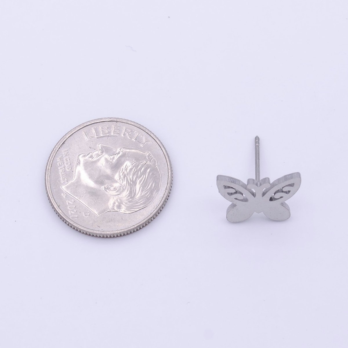 Stainless Steel Artisan Butterfly Mariposa Silver Studs Earrings | Y-254 - DLUXCA