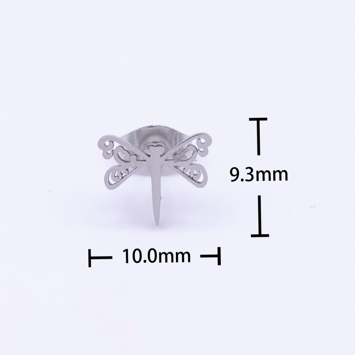 Stainless Steel Artisan Dragonfly Insect Minimalist Silver Stud Earrings | Y-252 - DLUXCA