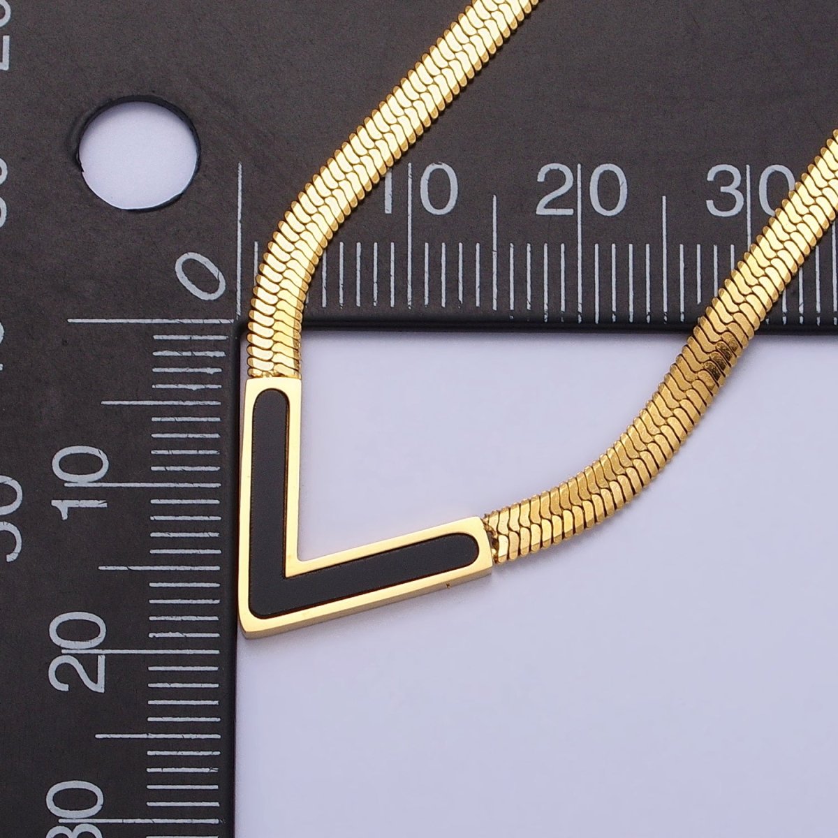 Stainless Steel Black Arrow 3mm Snake Herringbone 17 Inch Geometric Chain Necklace | WA-1628 Clearance Pricing - DLUXCA