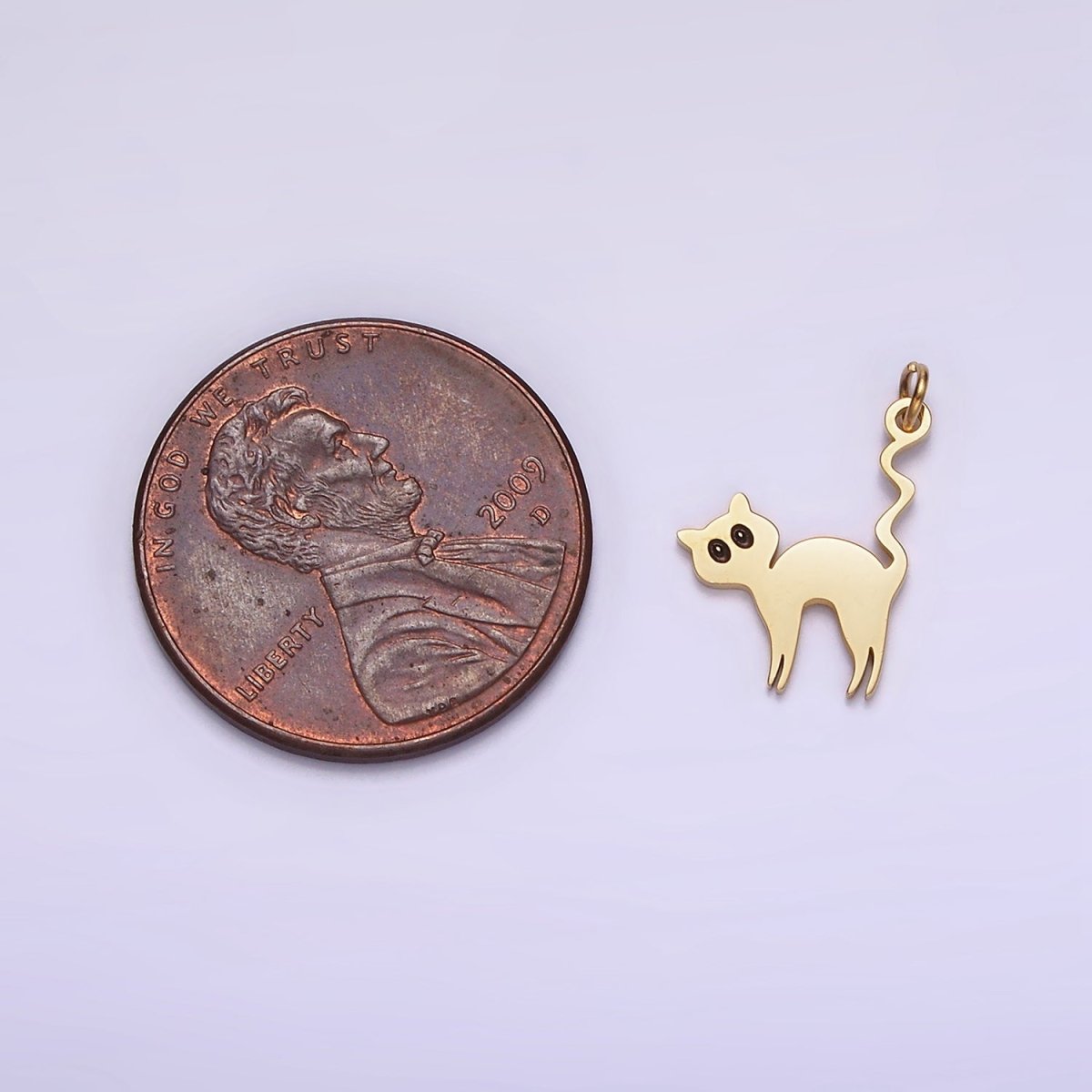 Stainless Steel Black-Eyed Kitty Cat Pet Animal Minimalist Charm | P1232 - DLUXCA